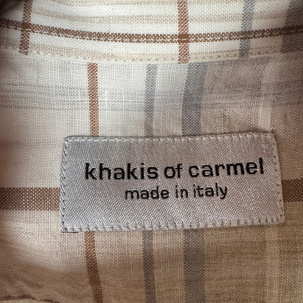 Khakis of Carmel Mens Plaid Button Down Shirt Made in Italy Long Sleeve Casual - Picture 5 of 5